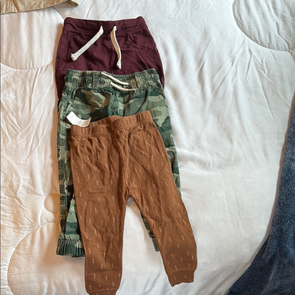 Kids' Brown, Green, and Maroon Bottoms Set